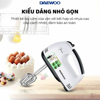  Máy đánh trứng cầm tay Daewoo DWHM-318 150W 7 tốc độ que đánh thép không gỉ bảo hành 12 tháng 