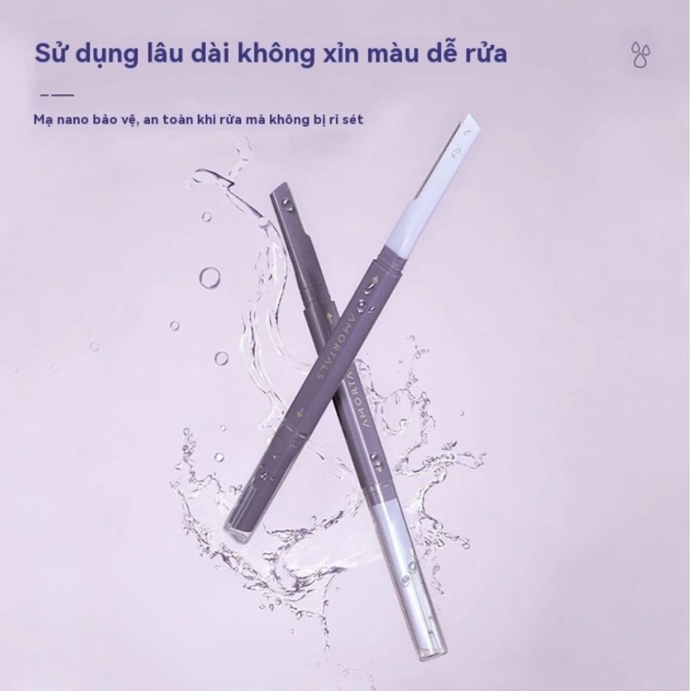 Ảnh 3 của Dụng Cụ Cạo Tỉa Lông Mày AMORTALS Tiện Dụng , Dao Cạo Hai Đầu, Nhíp Không Gỉ