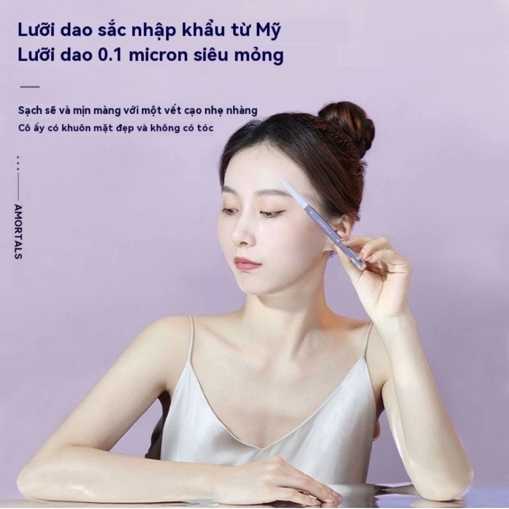 Ảnh 4 của Dụng Cụ Cạo Tỉa Lông Mày AMORTALS Tiện Dụng , Dao Cạo Hai Đầu, Nhíp Không Gỉ