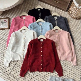  Áo Len Cadigan Nữ Dáng Vừa Áo Khoác Len Lông Thỏ Trơn Nhiều Màu Tag EGG Phối Cúc Đồng Phong Cách Hàn Quốc Shopquacam 