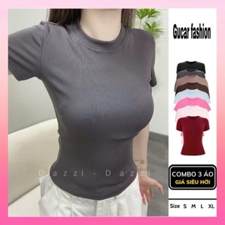 (COM BO GIÁ RẺ) Áo Cổ Tròn Babytee Ôm Body Tay Ngắn Chất Tăm Lạnh Hot Tred-gucar fashion