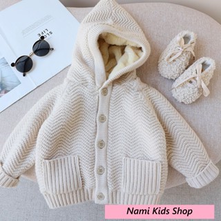 76:K15 Áo khoác len cho bé, áo len lót lông dày ấm hàng QCCC