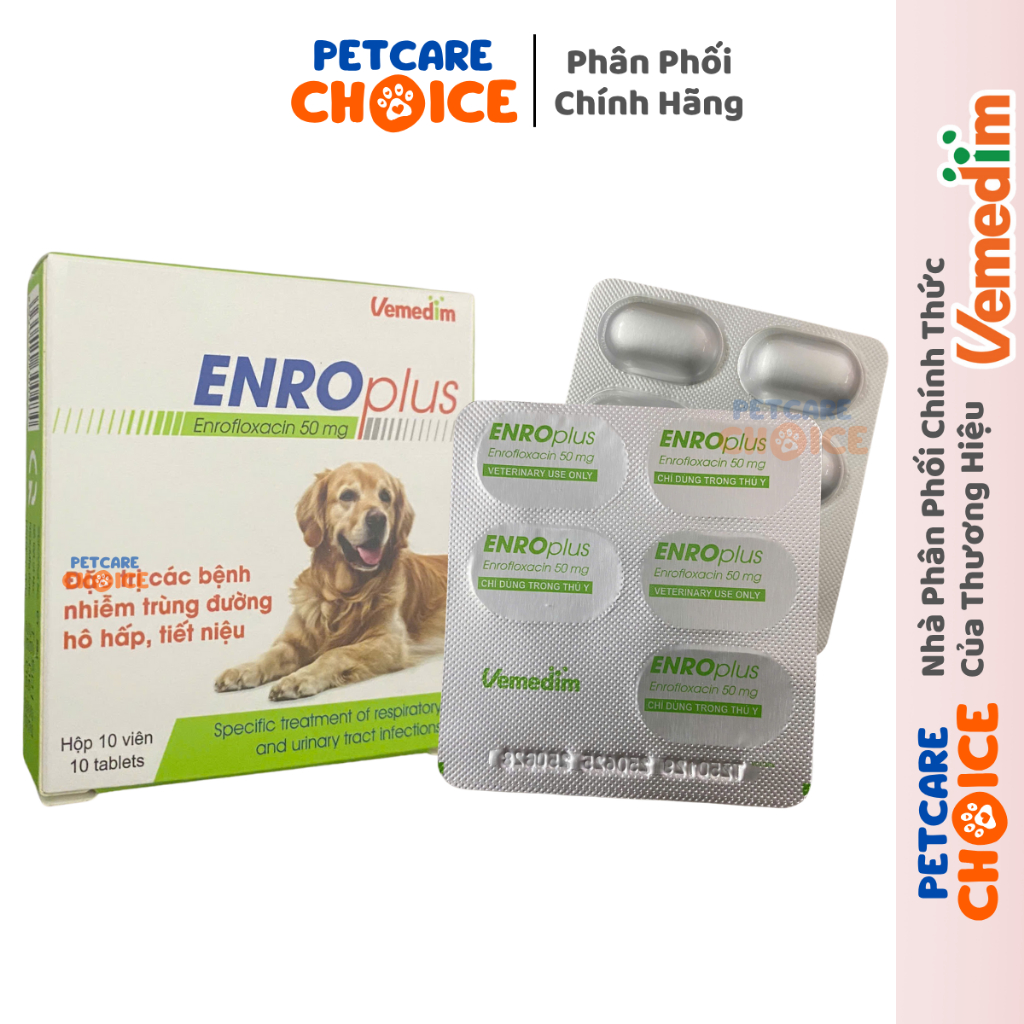 Vemedim ENRO Plus Tri Nhiễm Khuẩn Hô Hấp, Tiết Niệu, Tiêu Hóa Cho Chó Mèo