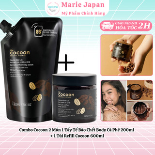  Combo Cocoon 2 Món 1 Hủ Tẩy Tế Bào Chết Body Cà Phê 200ml + 1 Túi Refill Cocoon 