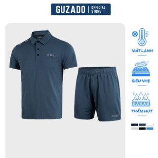 Set Bộ Thể Thao Nam GUZADO Cao Cấp Cổ Bẻ, Vải Thông Hơi Thun Lạnh, Thoáng Nhẹ, Nhanh Khô GBP01