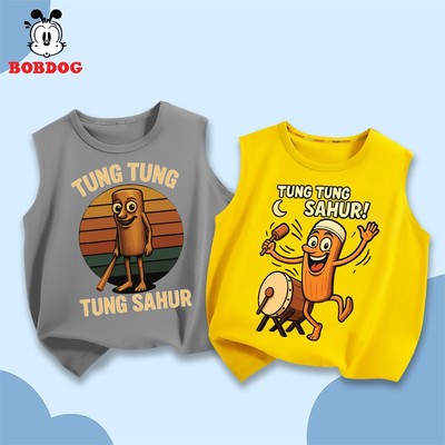 Áo ba lỗ bé trai BOBDOG chất liệu cotton thoáng mát  in hình Tung tung tung shahua cho bé