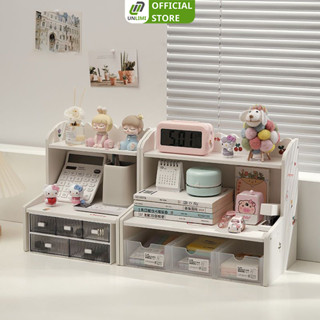 Kệ sách để bàn chất liệu gỗ nhựa composite màu full trắng thương hiệu UNLIMI - IG419