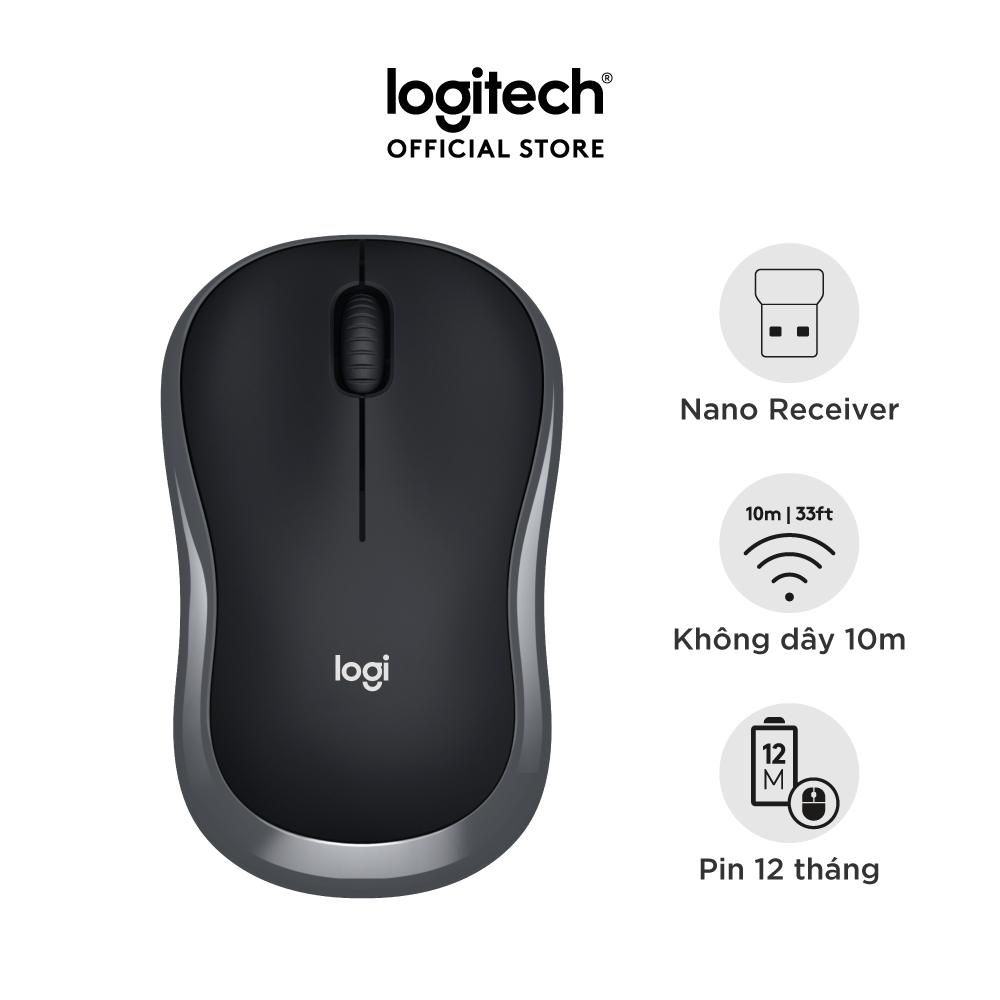Chuột Không Dây Logitech M185 - hàng chính hãng