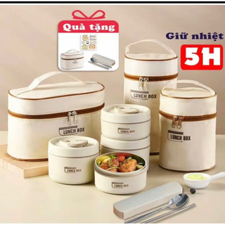  SALE - Hộp đựng cơm văn phòng inox 304 hộp cơm giữ nhiệt  tiện lợi   Gồm túi tặng đũa + thìa - shop bán lấy số lượng 