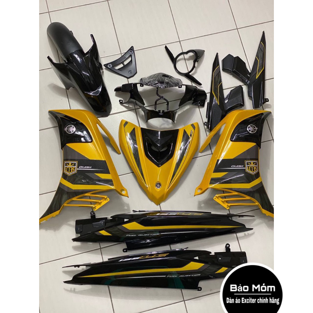 Dàn áo Exciter 135 màu vàng đen với mẫu tem LC135 - phong cách nổi bật cho xe bạn