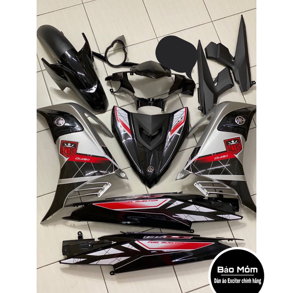 Dàn áo Exciter 135 đen bạc với mẫu tem LC135 - Tăng cường phong cách xe bạn