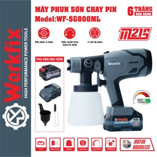 Máy phun sơn pin WORKFIX WF-SG800ML, 650ml/p, Bình 800ml, 2 kiểu phun