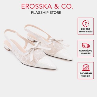  EROSSKA - Giày cao gót Slingback lưới mũi nhọn phối nơ thanh lịch cao 2cm màu trắng kem - EL097 