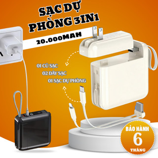 Bộ Cốc Sạc Tích Hợp Sạc Dự Phòng 3in1 20000mah Sạc Nhanh 22.5w - Đa Cổng Sạc - Sạc Dự Phòng Nhanh