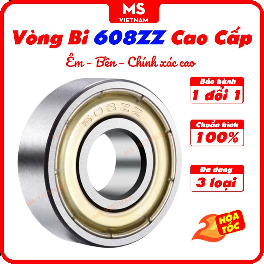 🔥 Vòng Bi 608ZZ Thép Cacbon Siêu Bền – Cho Ván Trượt, Patin, Scooter – BH 12Th– MS Vietnam 🔥