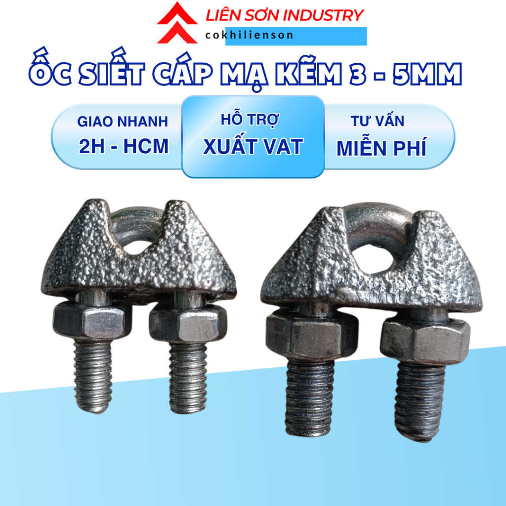 10 con Ốc siết cáp mạ kẽm từ 3mm, 5mm