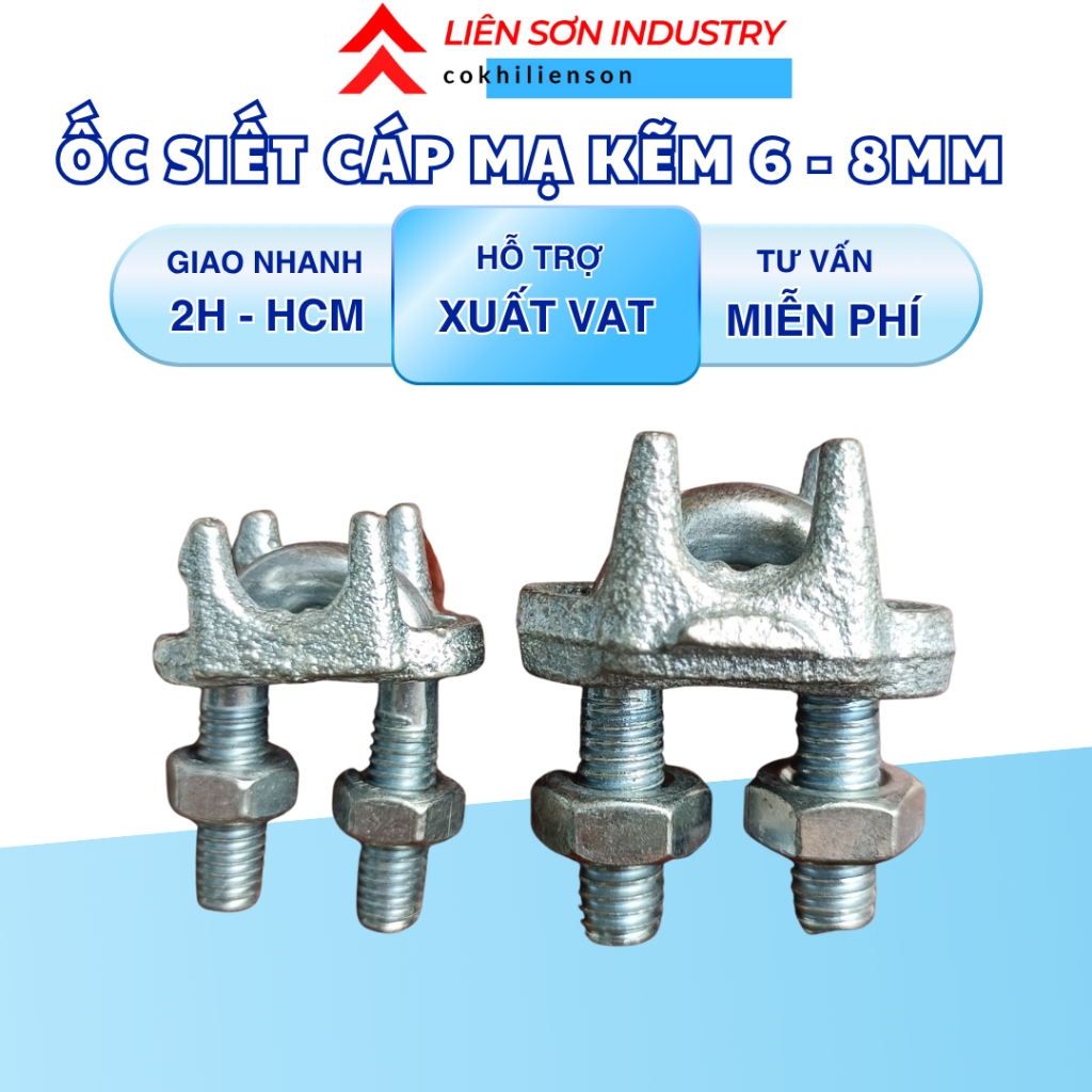 Ốc siết cáp mạ kẽm từ 6mm, 8mm
