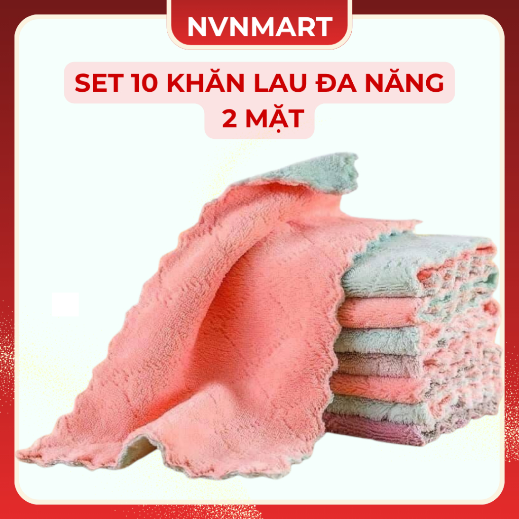 Set 10 khăn lau đa năng 2 mặt AT