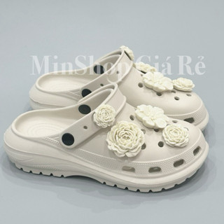  Dép sandal nữ đi học Sục nữ đế độn 5cm có quai đi học kèm charm xinh hoa trà 