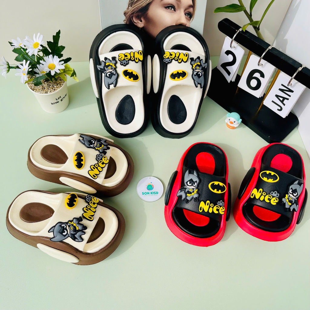 (Mã Mới From To )Dép Lê Bé Trai Hình Sticker Siêu Nhân Chất Eva Nhẹ Mềm Size 24-35 Kháng Nước Tốt