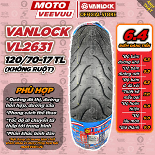 [MTVV] Vỏ lốp xe máy VANLOCK 120/70-17 TL VL2631 Gai Michelin Pilot Street Lốp không ruột<END>