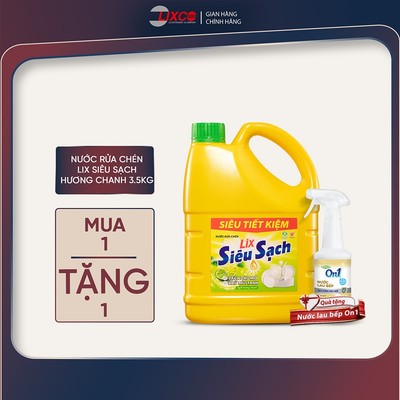 Nước rửa chén siêu sạch chanh 3,5kg NS351 hương chanh thơm mát tặng 1 nước lau bếp On1 500g tinh dầu chanh, NS351+N6701