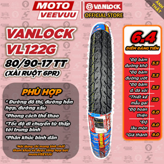 [MTVV] Vỏ lốp xe máy VANLOCK 80/90-17 TT VL122G Gai Wave RS, FU Neo Lốp xài ruột<END>