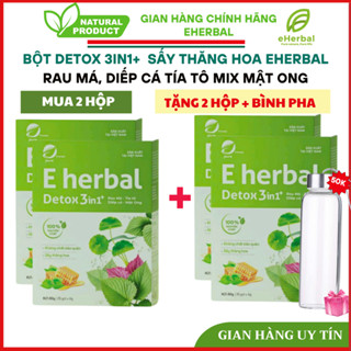 [Mua 2 Tặng 2 + Bình] Bột Detox 3 trong 1+ (Rau má, diếp cá, tía tô mật ong) Sấy Thăng Hoa Eherbal