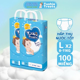  【QUẦN L-100 miếng Tã quần Tushie Treats siêu mỏng siêu mềm siêu thấm hút sử dụng công nghệ ôm sát chống tràn thông 