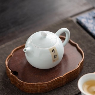 Ấm Sứ Pha Trà Bằng Sứ Trắng Tráng Men Ngọc Họa Tiết Thư Pháp