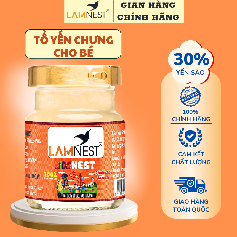 Yến Sào Chưng Sẵn KidNest LamNest tươi nguyên chất 30% yến 70ml bồi bổ sức khỏe cho bé