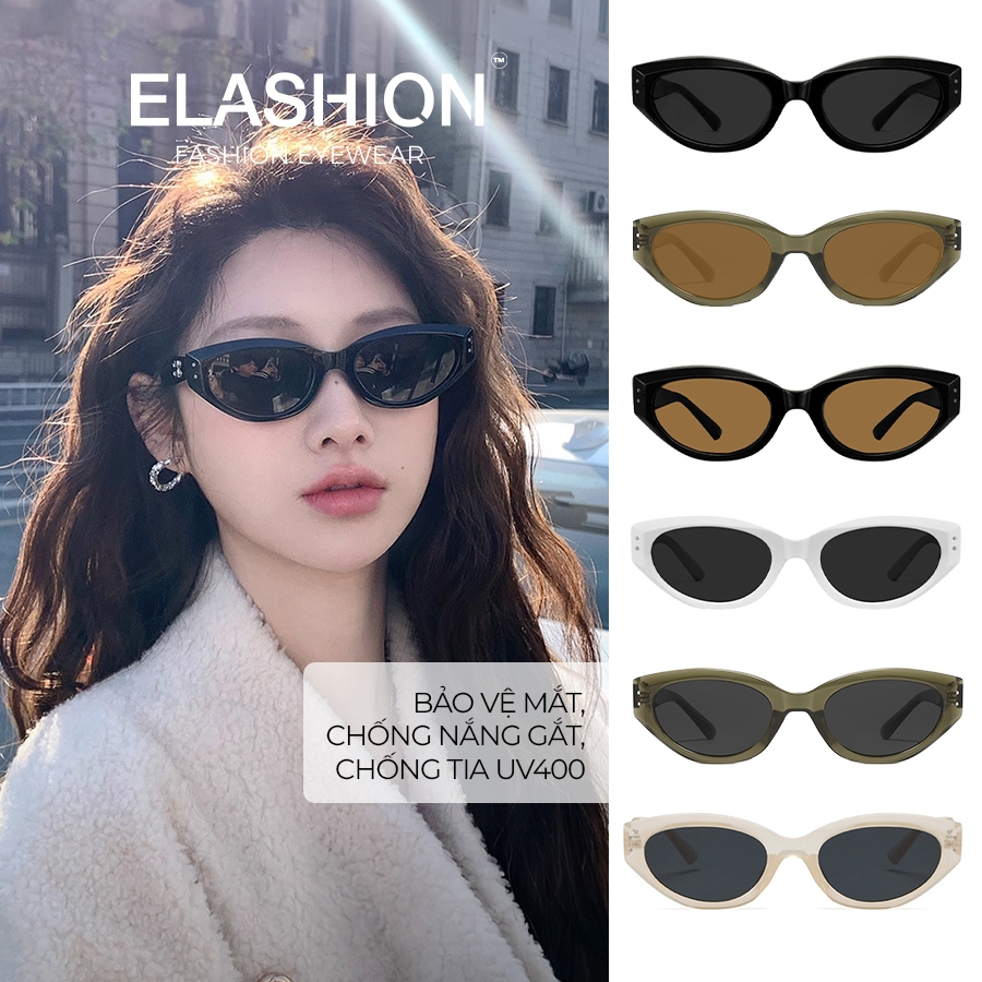 Kính râm thời trang ELASHION, Kính mắt thiết kế hiện đại, sang trọng với dáng mắt mèo cá tính, trẻ trung - E141