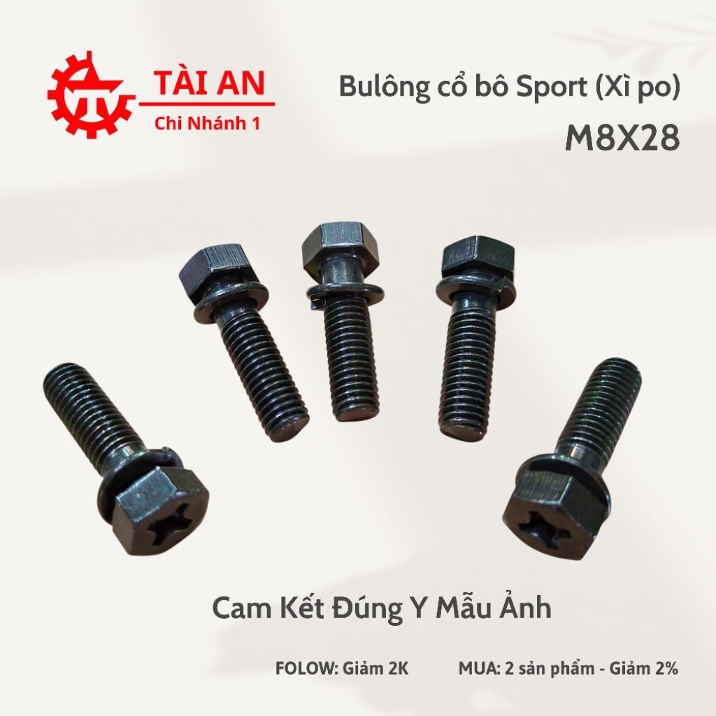 [10 con] M8x28 Ốc Cổ Pô Suzuki – Sport, Xipo, Satria, RGV