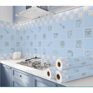 Decal dán bếp Ô XANH TRẮNG 💖 FREE SHIP 💖 Giấy dán bếp tráng bạc chịu nhiệt chịu nước dễ lau chùi