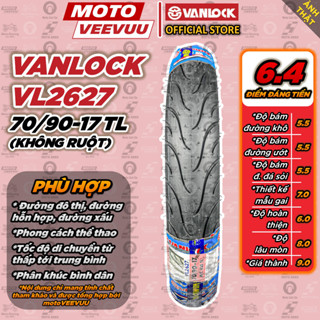   MTVV  Vỏ lốp xe máy VANLOCK 70 90-17 TL VL2627 Gai Michelin Pilot Street Lốp không ruột<END> 