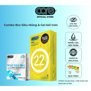  Bao cao su siêu mỏng CARE 22 hộp 6 bcs siêu mỏng và Hộp 5 gói Gel bôi trơn gốc nước - CARELATEX HCM 