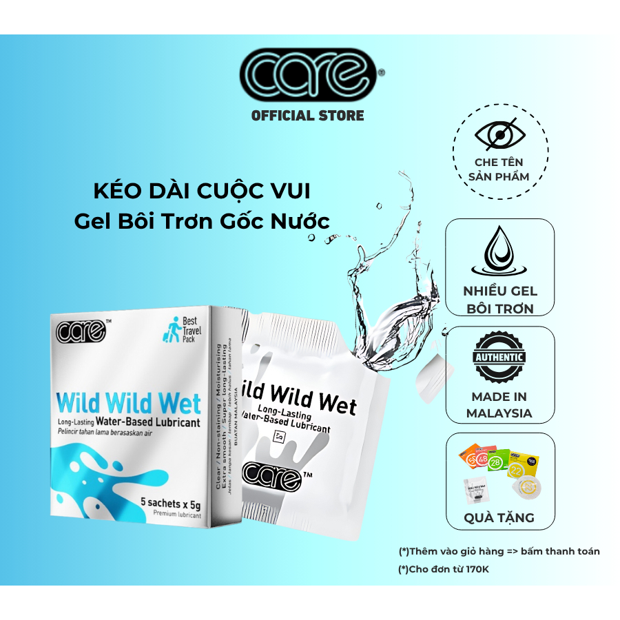 Gel Bôi Trơn Gốc Nước CARE LATEX  Gel Bôi Trơn Quan Hệ, Gel Dạng Gói . Hộp 5 gói mỗi gói 5ml