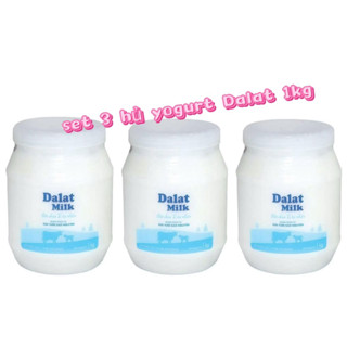  set 3 hủ - Sữa chua ăn không đường hũ 1kg Dalat Milk  set 3 hủ 1kg  