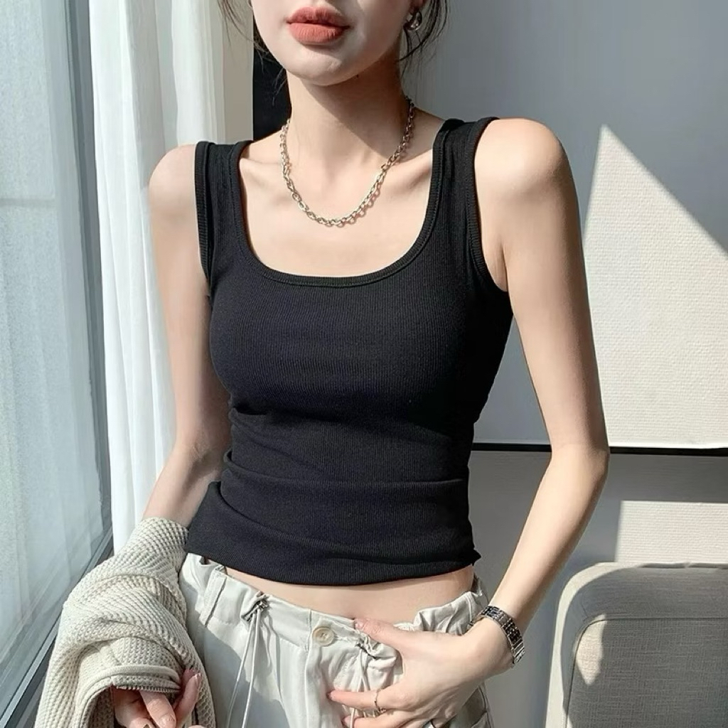 Áo Ba Lỗ Dây To Có Mút Ngực, Áo 2 dây bản to cổ vuông màu trơn (Có bigsize) bl258 | BigBuy360 - bigbuy360.vn
