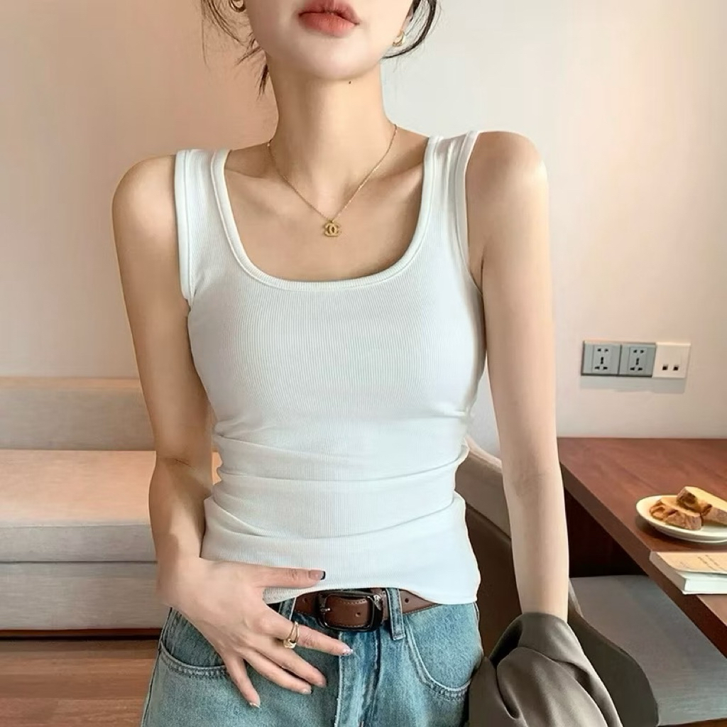 Áo Ba Lỗ Dây To Có Mút Ngực, Áo 2 dây bản to cổ vuông màu trơn (Có bigsize) bl258 | BigBuy360 - bigbuy360.vn