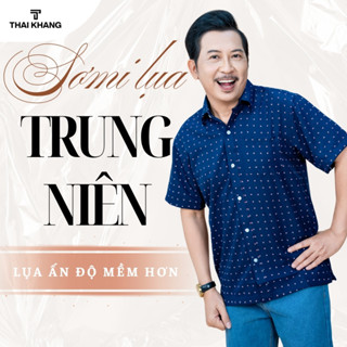 Áo sơ mi nam ngắn tay trung niên THÁI KHANG vải lụa co giãn mềm mịn form rộng classic ATK41