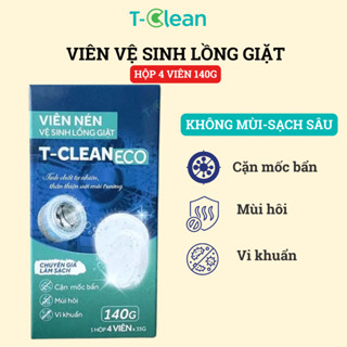  Hộp 4 Viên tẩy lồng máy giặt T-Clean loại bỏ mùi hôi cặn bẩn sáng bóng sạch khuẩn 