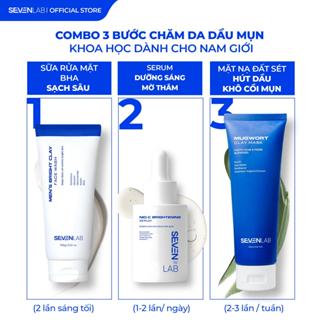 Combo 3 sữa rửa mặt ngừa mụn, mặt nạ đất sét ngải cứu và serum dưỡng trắng da nam giới SEVENLAB