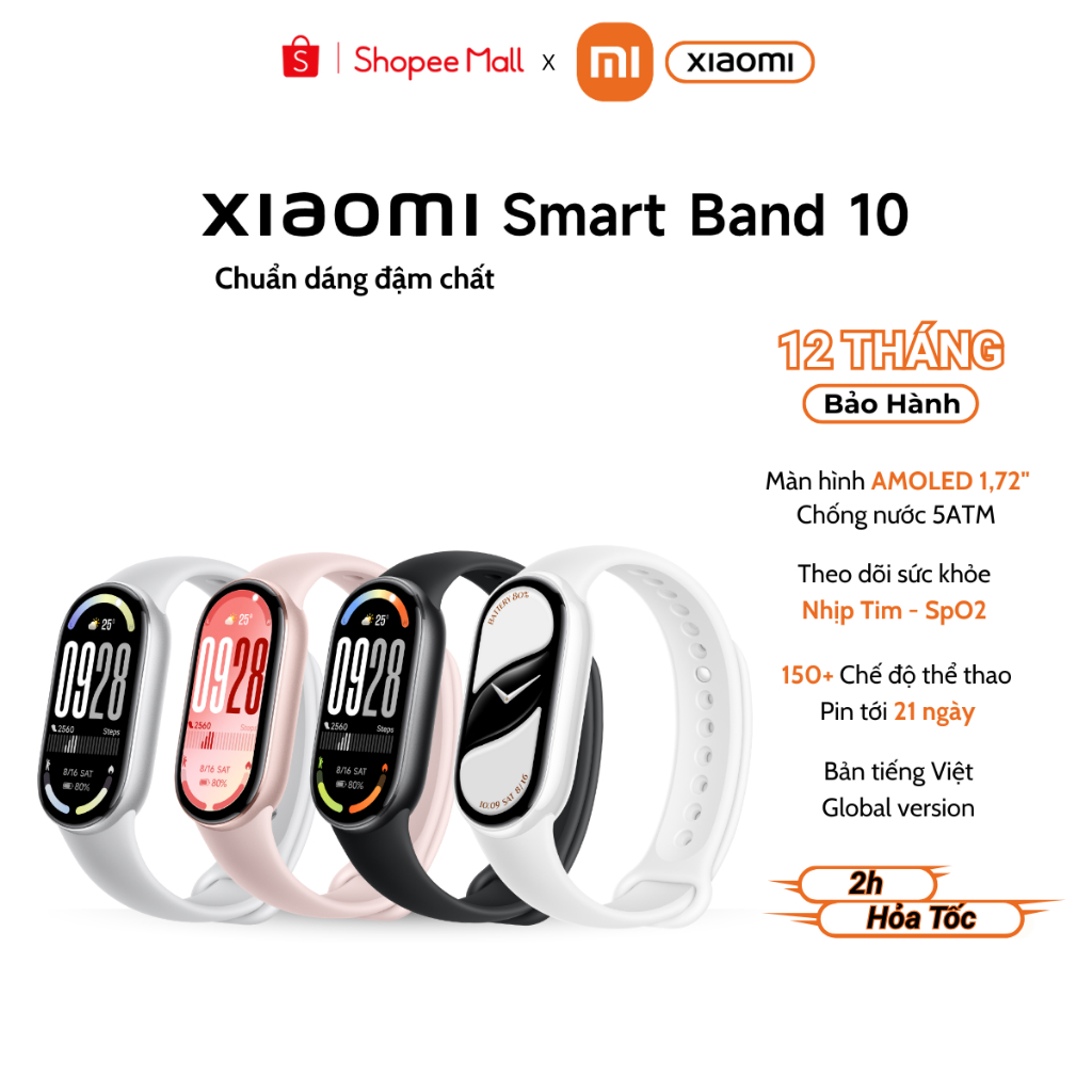    Mới ra mắt   Vòng Đeo Tay Thông Minh Xiaomi Mi Band 9 Band 10 Theo Dõi Sức Khỏe Bản Quốc Tế - Hàng Chính Hãng 