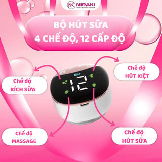 Máy Hút Sữa Rảnh Tay Niraki NK-373, Máy Hút Sữa Không Dây Gọn Nhẹ Với Màn Hình Led Hiển Thị 4 Chế Độ 12 Cấp Độ