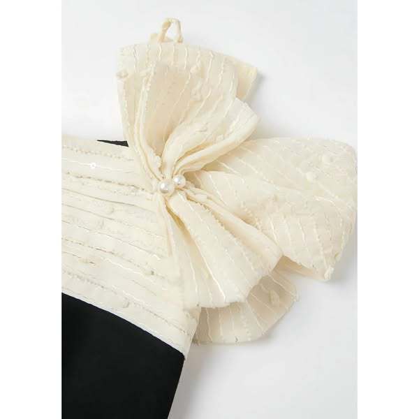 LAVIEM - Váy thiết kế dáng dài màu đen cổ vuông đính nơ - Minda Dress | BigBuy360 - bigbuy360.vn