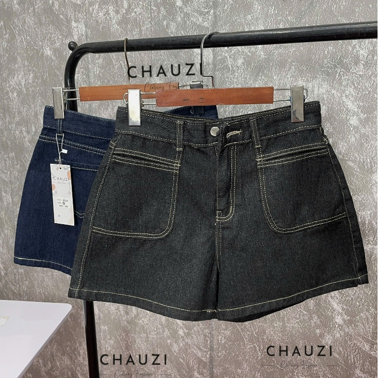 Quần Short Denim Chauzi Lưng Cao Phối Túi Trước Cho Nữ Cao Cấp Phong Cách Thời Trang Hàn Quốc QS247 | BigBuy360 - bigbuy360.vn
