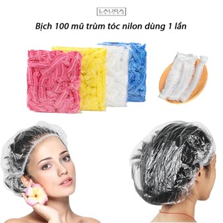 Bịch 100 mũ trùm tóc, ủ tóc nhà tắm nilon dùng 1 lần - Mũ tắm - LAURA GELLER