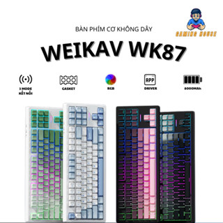 Bàn phím cơ không dây silent WEIKAV WK87 - 3 Mode - Mạch xuôi - LED RGB - Có App - Foam silicon
