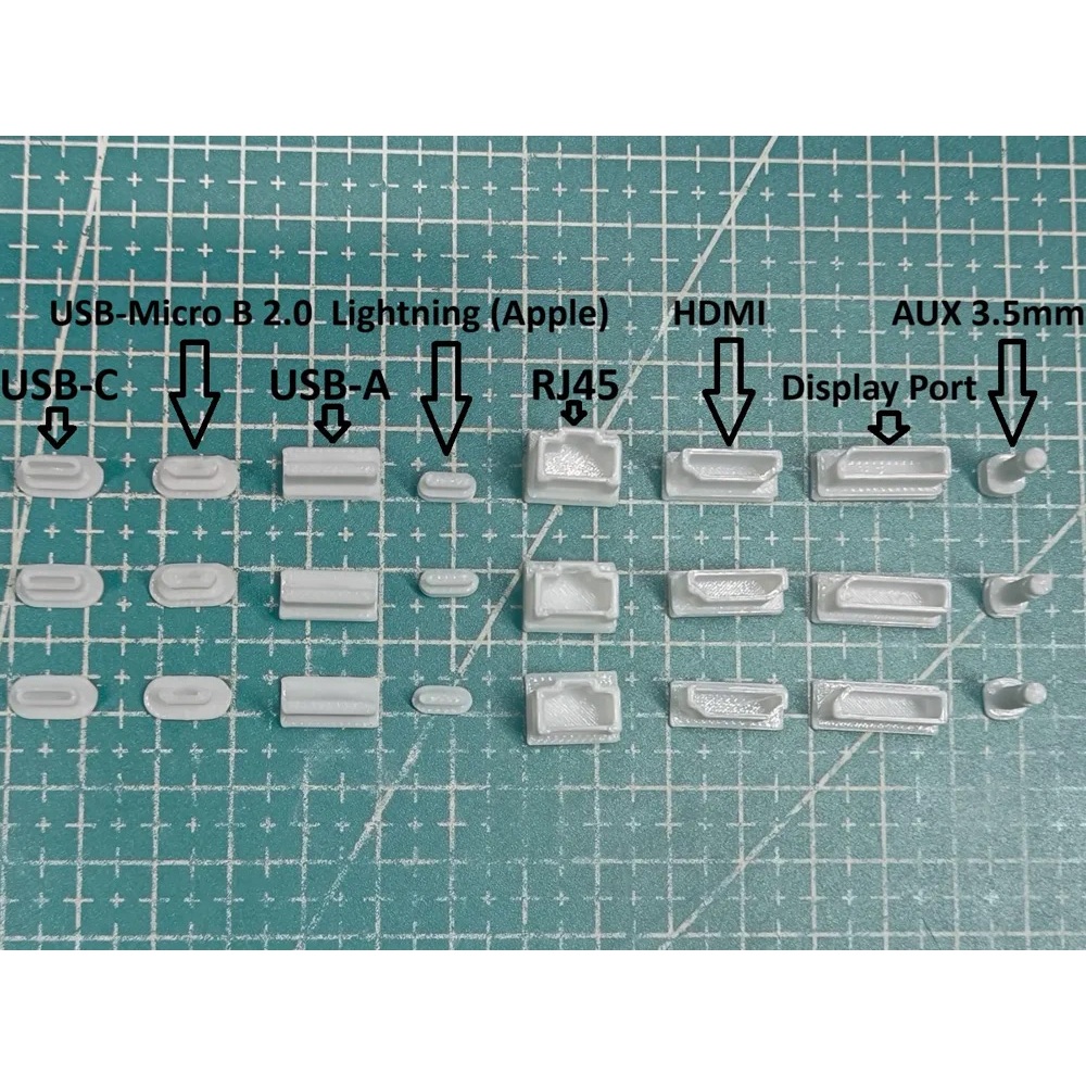Nắp Bịt Chống Bụi Cổng Kết Nối – USB-C, USB-A, Micro USB, Lightning, HDMI, DisplayPort, RJ45, AUX 3.